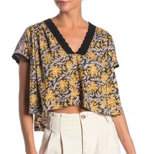 Free People Leilani Floral Printed Swing Top L